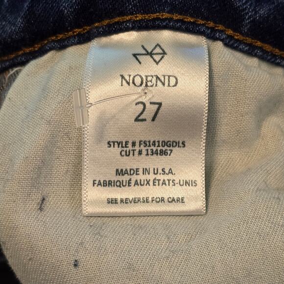 NoEnd Denim Jeans Womens Size 27 Blue Flare Mid-Rise Raw Hem Made in USA - Picture 4 of 16
